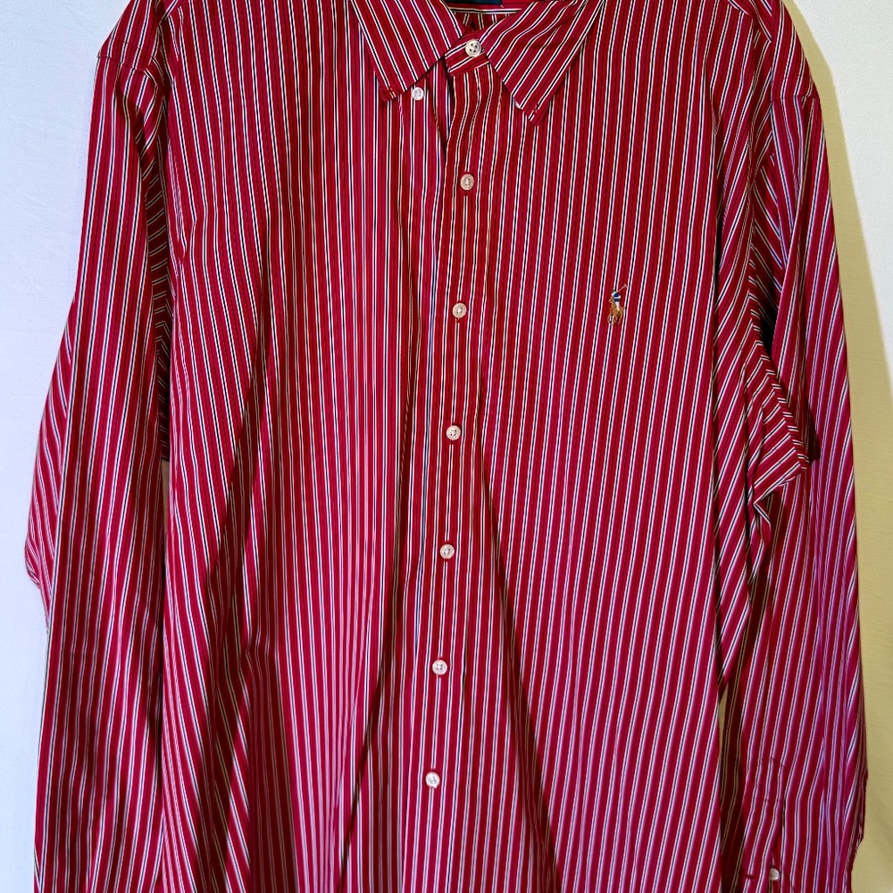 Ralph Lauren Red & Navy Stripe Button-Down